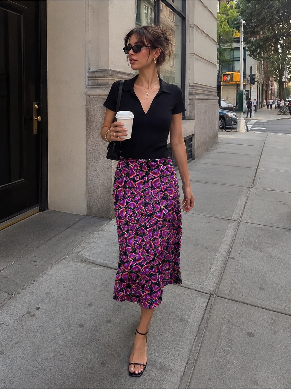VTG Diane Von Furstenburg Navy Blue Magenta Floral Midi Skirt Boho Chic Office